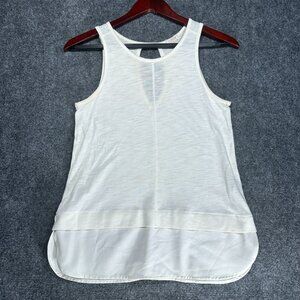 J Crew Top Womens XS Tank Keyhole Back Curved Hem Pullover Stretch Knit Ivory